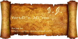 Vertán János névjegykártya